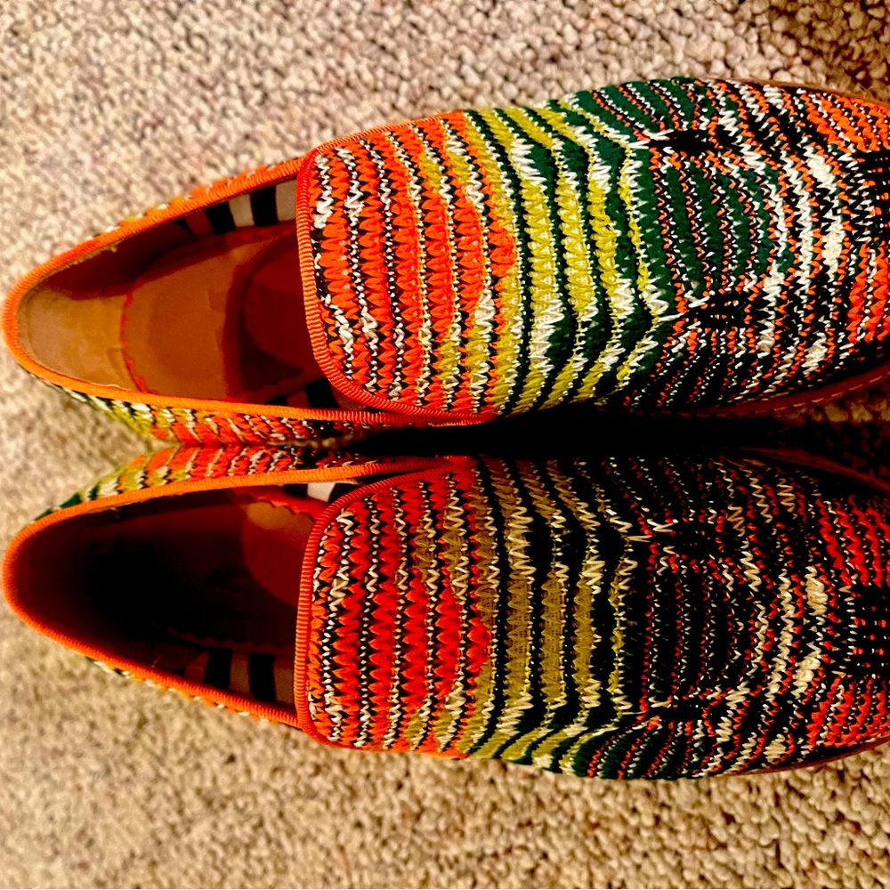Missoni Multicolor Knit Slip-On Wedges - Orange, Green, Yellow, Black